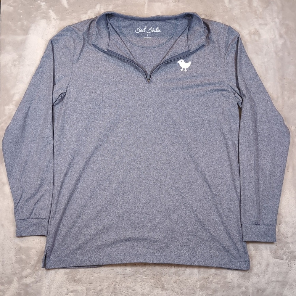 Bad Birdie Quarter Zip Pullover Mens L Blue Heathered Golf Performance Athletic